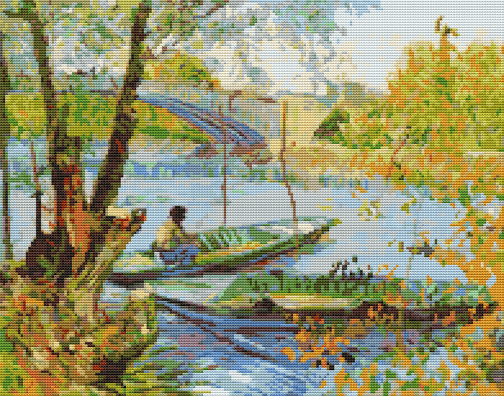 Fishing in the Spring Cross Stitch Kit - Premium Cross Stitch Kit - Vincent Van Gogh