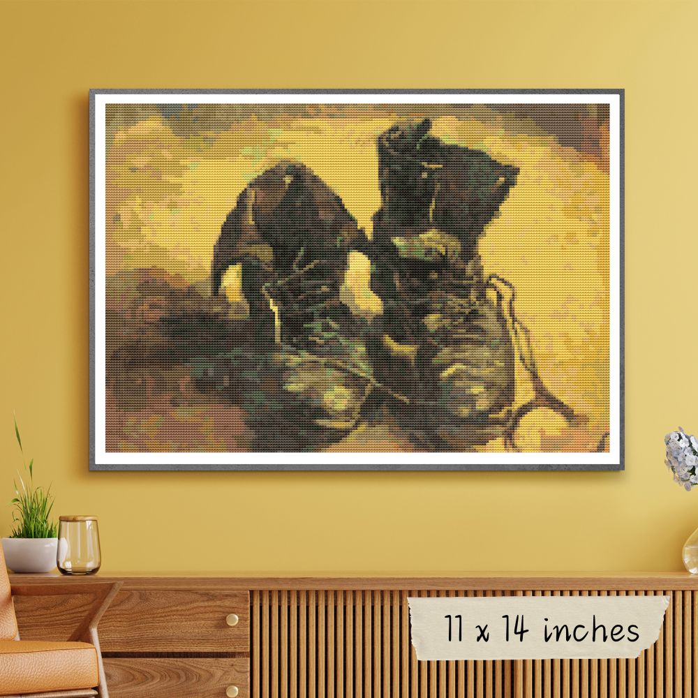 A Pair of Shoes Cross Stitch Pattern | Vincent Van Gogh