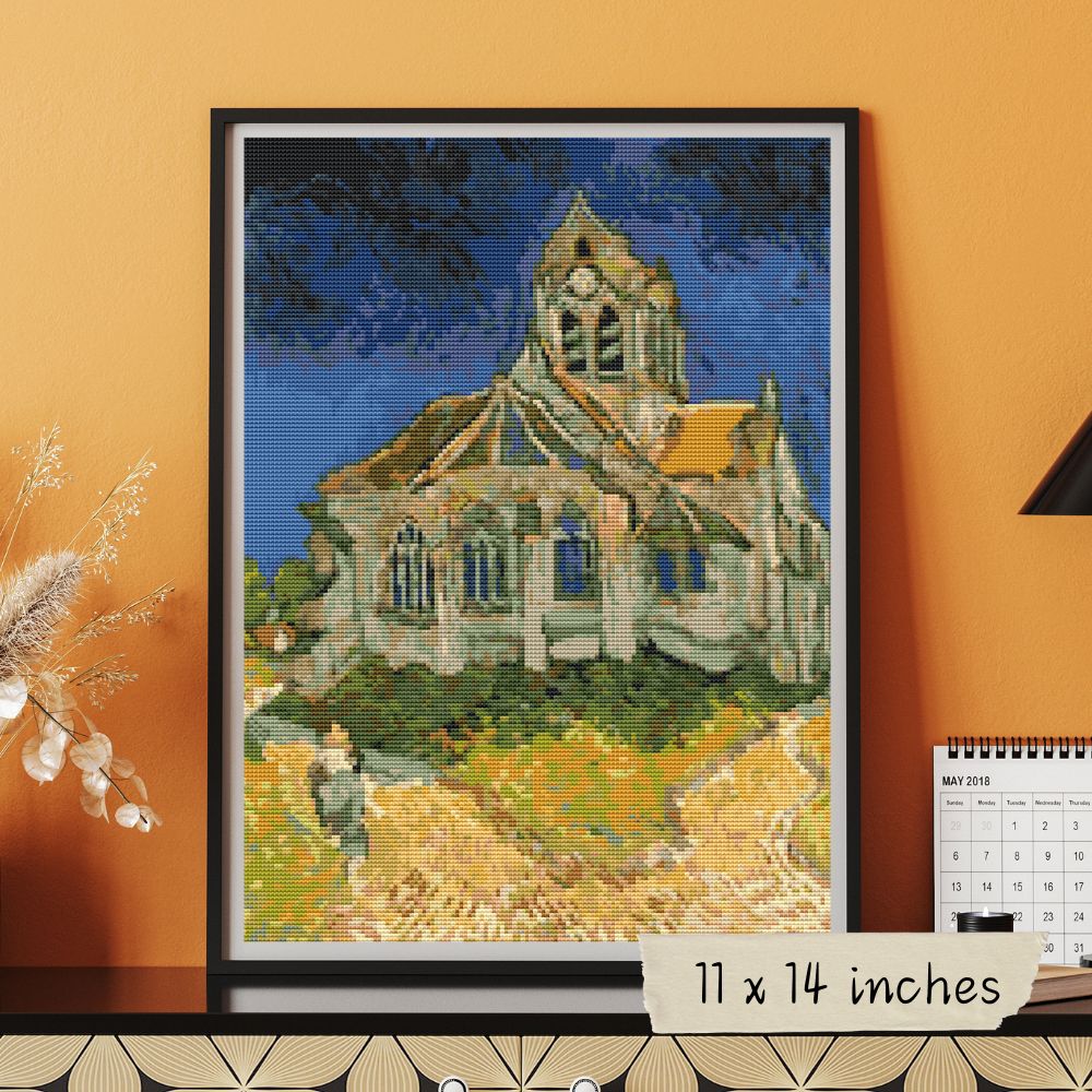 The Church at Auvers Sur Oise Cross Stitch Kit | Vincent Van Gogh