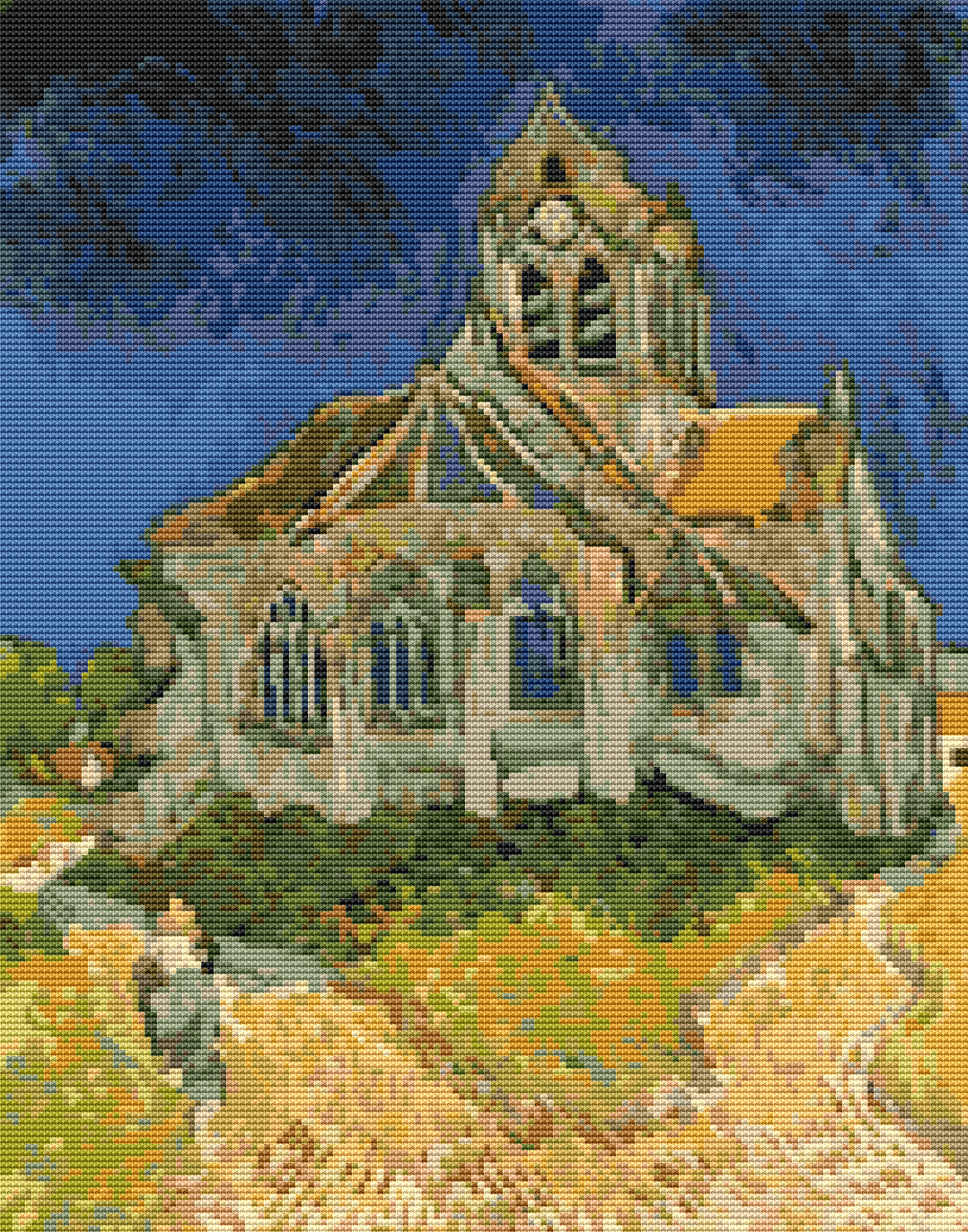 The Church at Auvers Sur Oise Cross Stitch Pattern | Vincent Van Gogh