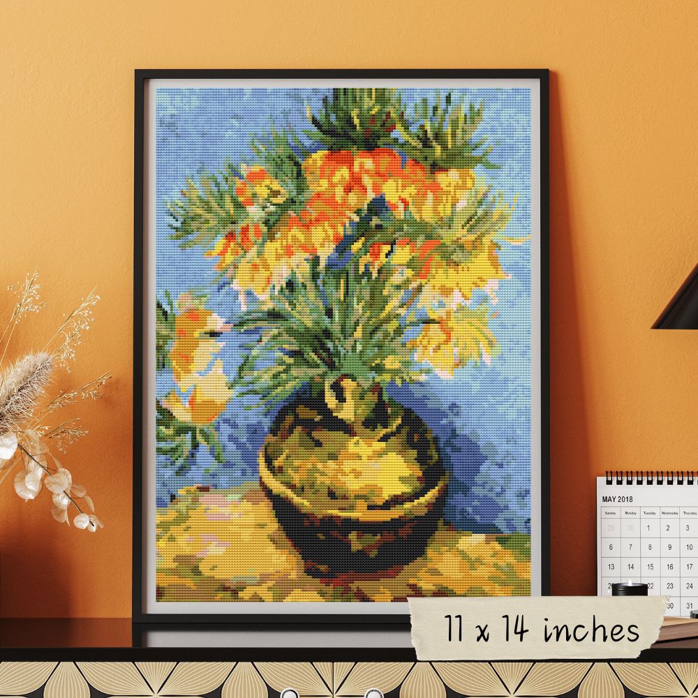 Fritillaries in a Copper Vase Cross Stitch Pattern | Vincent Van Gogh