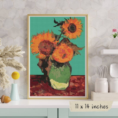 Vase with Three Sunflowers Cross Stitch Kit