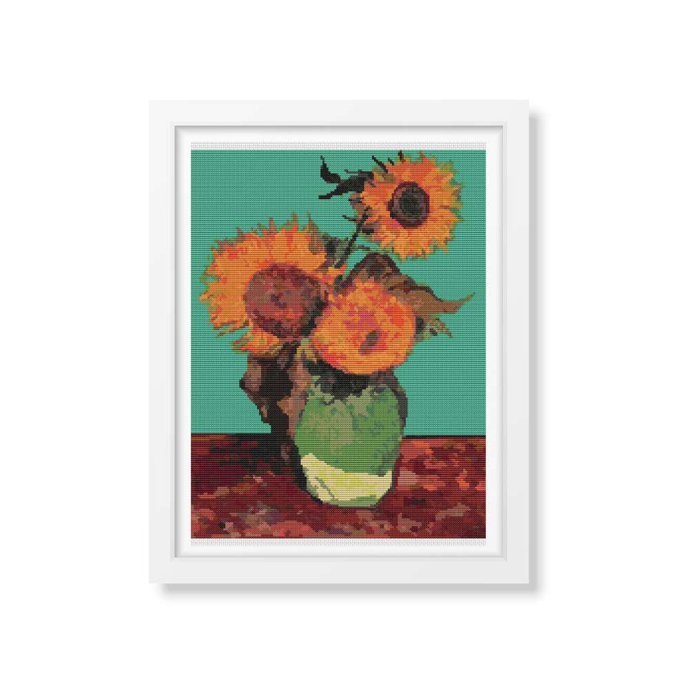 Vase with Three Sunflowers Cross Stitch Kit | Vincent Van Gogh