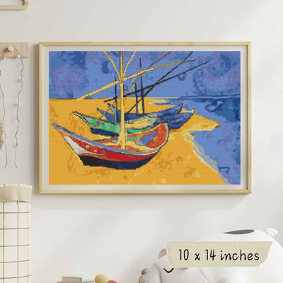 Boats on a Beach Cross Stitch Kit
