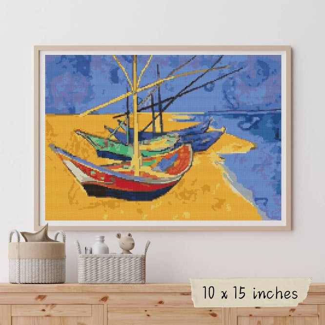 Boats on a Beach Cross Stitch Kit