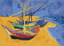 Boats on a Beach Cross Stitch Pattern | Vincent Van Gogh