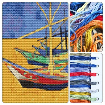 Boats on a Beach Cross Stitch Kit