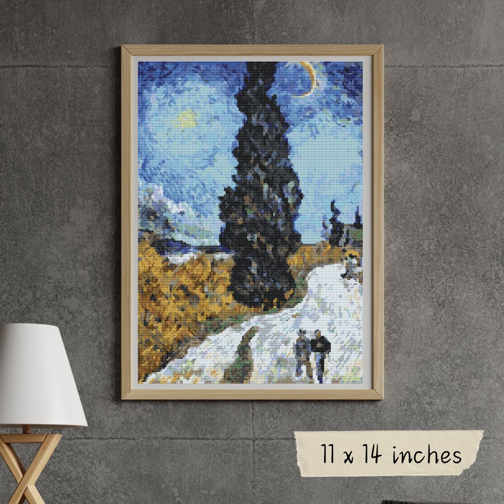 Country Road in Provence Night Cross Stitch Pattern | Vincent Van Gogh