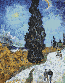 Country Road in Provence Night Cross Stitch Pattern | Vincent Van Gogh