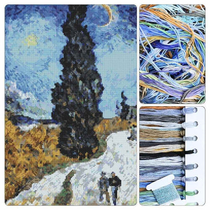 Country Road in Provence Night Cross Stitch Kit