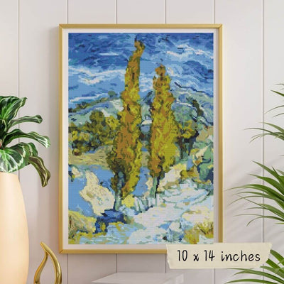 The Poplars at Saint-Rémy Cross Stitch Kit
