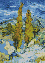 The Poplars at Saint - Rémy Cross Stitch Pattern by Vincent Van Gogh