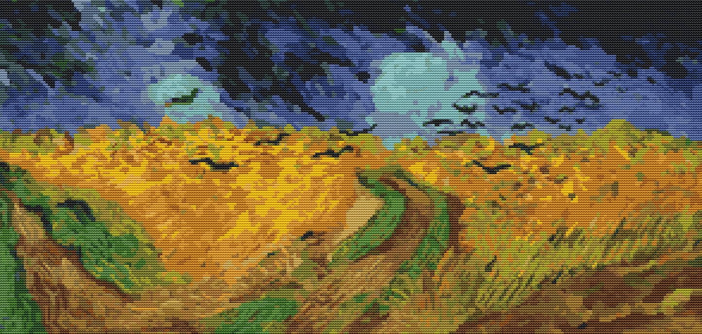 Wheatfield with Crows Cross Stitch Pattern | Vincent Van Gogh