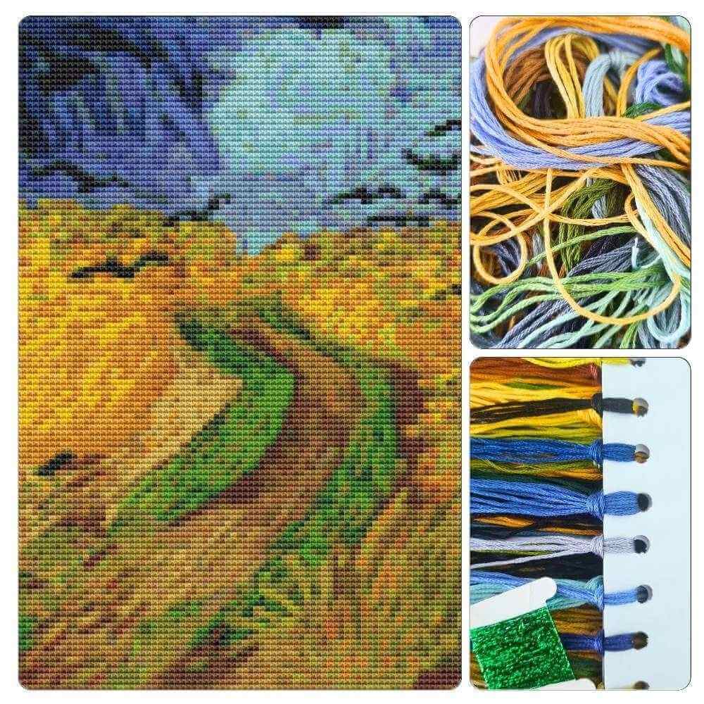Wheatfield with Crows Cross Stitch Kit - Premium Cross Stitch Kit - Vincent Van Gogh