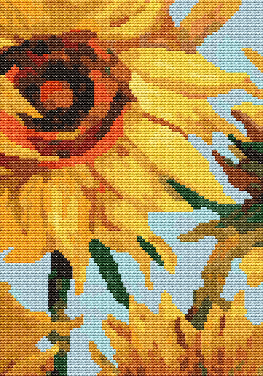 Sunflowers Cross Stitch Pattern by Vincent Van Gogh