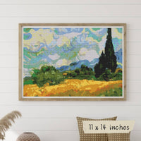 Wheatfield with Cypresses Cross Stitch Pattern - Premium Cross Stitch Pattern - Vincent Van Gogh