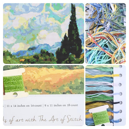 Wheatfield with Cypresses Cross Stitch Kit | Vincent Van Gogh