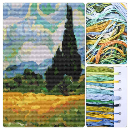 Wheatfield with Cypresses Cross Stitch Kit