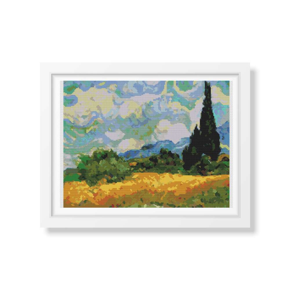 Wheatfield with Cypresses Cross Stitch Kit | Vincent Van Gogh