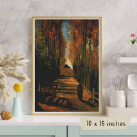 Avenue of Poplars at Sunset Cross Stitch Kit - Premium Cross Stitch Kit - Vincent Van Gogh