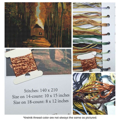 Avenue of Poplars at Sunset Cross Stitch Kit | Vincent Van Gogh