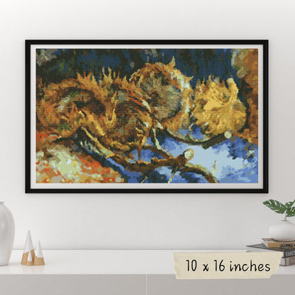 Still Life with Four Sunflowers Cross Stitch Pattern | Vincent Van Gogh