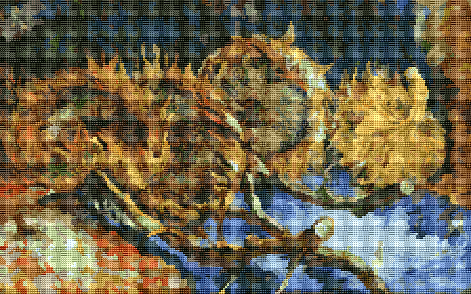 Still Life with Four Sunflowers Cross Stitch Pattern | Vincent Van Gogh