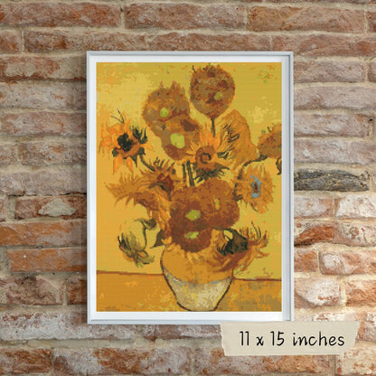 Still Life Vase with Fifteen Sunflowers Cross Stitch Kit | The Art of Stitch