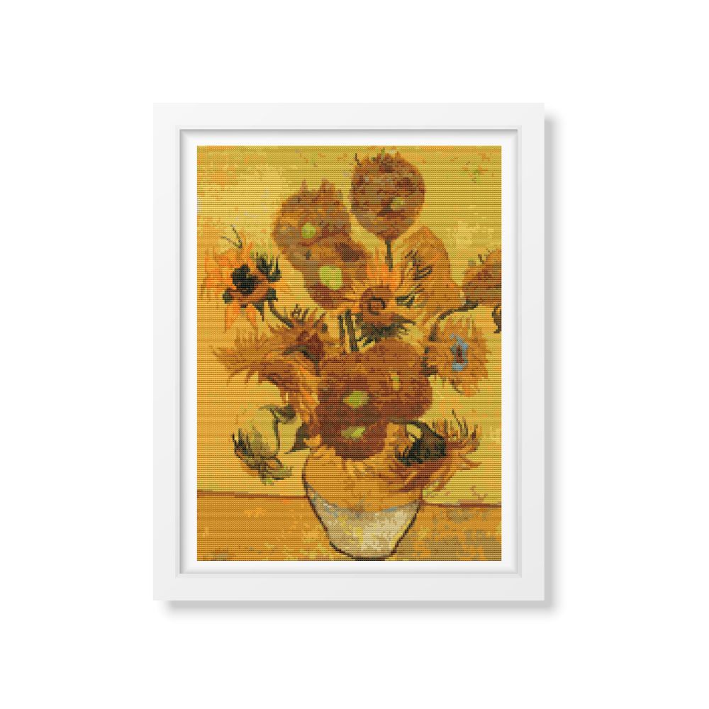 Still Life Vase with Fifteen Sunflowers Cross Stitch Kit | The Art of Stitch