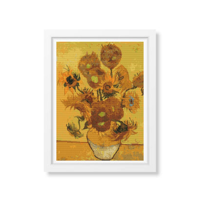 Still Life Vase with Fifteen Sunflowers Cross Stitch Pattern | The Art of Stitch