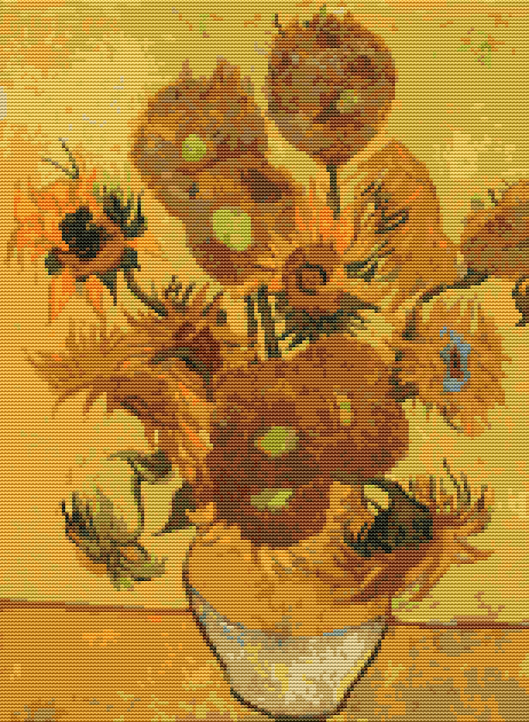 Still Life Vase with Fifteen Sunflowers Cross Stitch Kit | The Art of Stitch