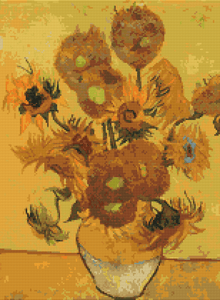 Still Life Vase with Fifteen Sunflowers Cross Stitch Pattern | The Art of Stitch