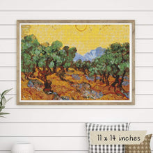 Olive Trees with Yellow Sky and Sun Cross Stitch Kit