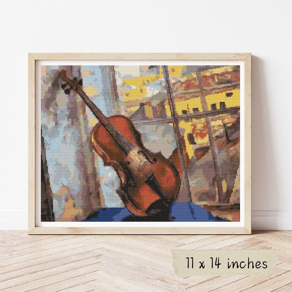 A Violin Cross Stitch Pattern | Kuzma Petrov Vodkin