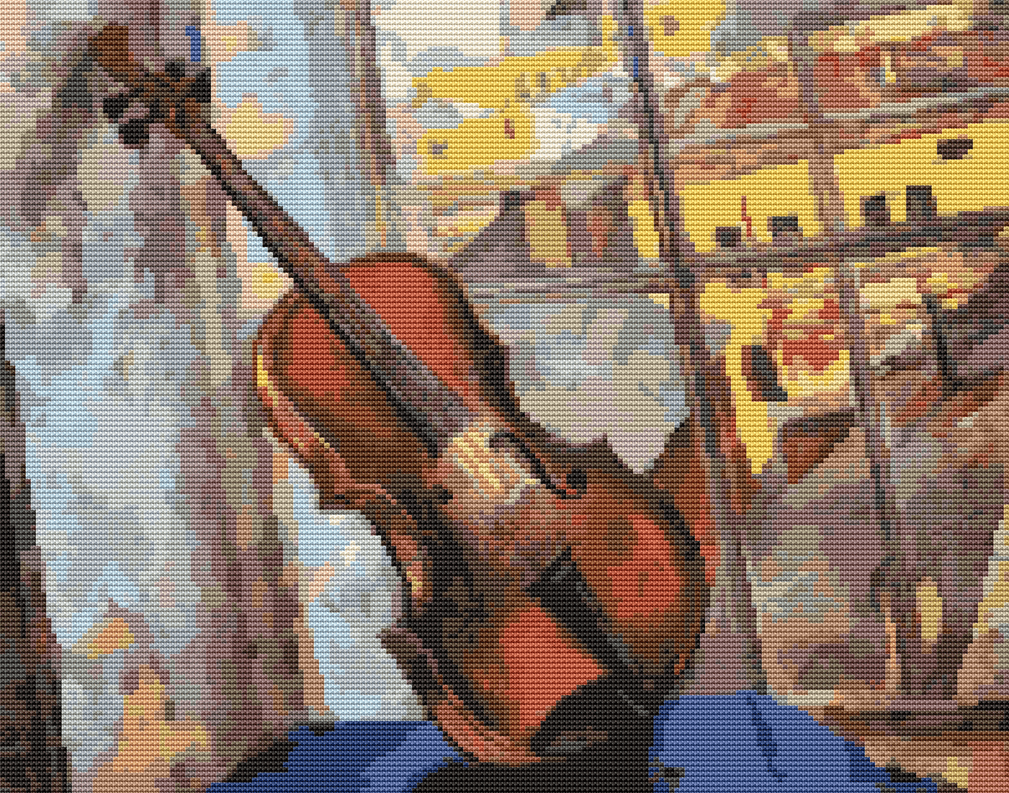 A Violin Cross Stitch Pattern | Kuzma Petrov Vodkin