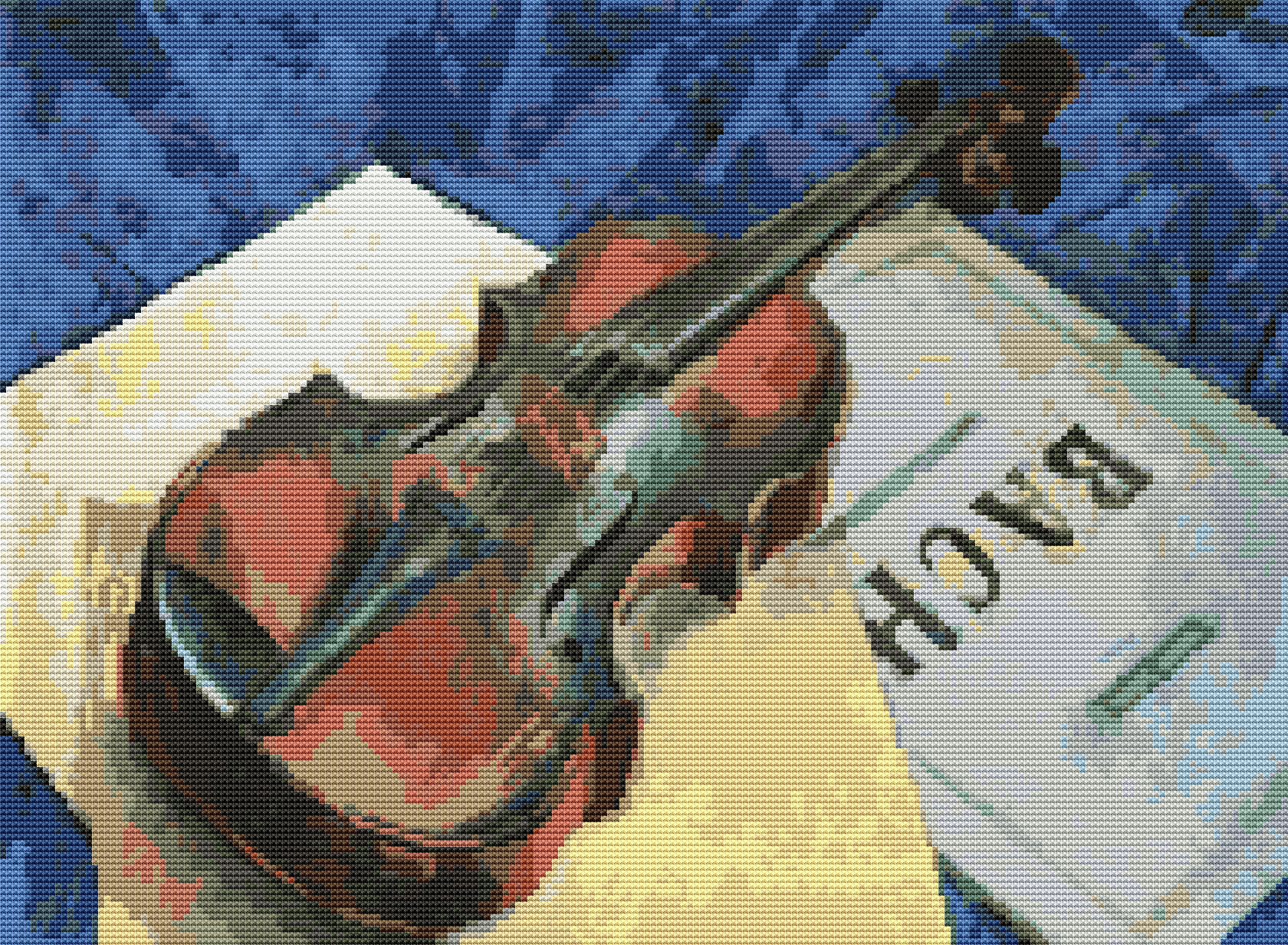 A Still Life With Violin Cross Stitch Pattern | Kuzma Petrov Vodkin