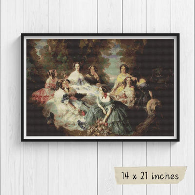 Empress Eugénie Surrounded by her Ladies in Waiting Cross Stitch Pattern