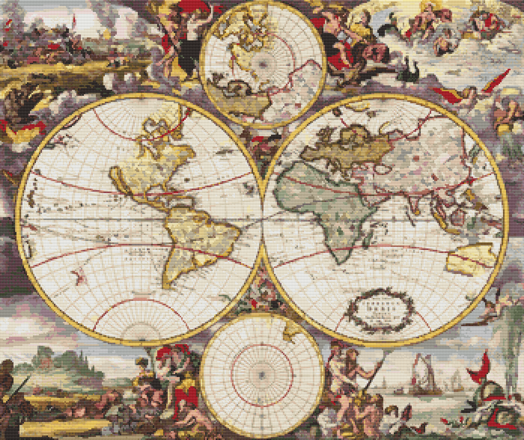 Nova Orbis Tabula Cross Stitch Pattern | Frederick de Witt