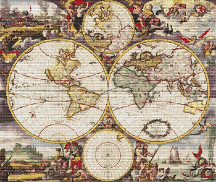 Nova Orbis Tabula Cross Stitch Kit - Premium Cross Stitch Kit - Frederick de Witt