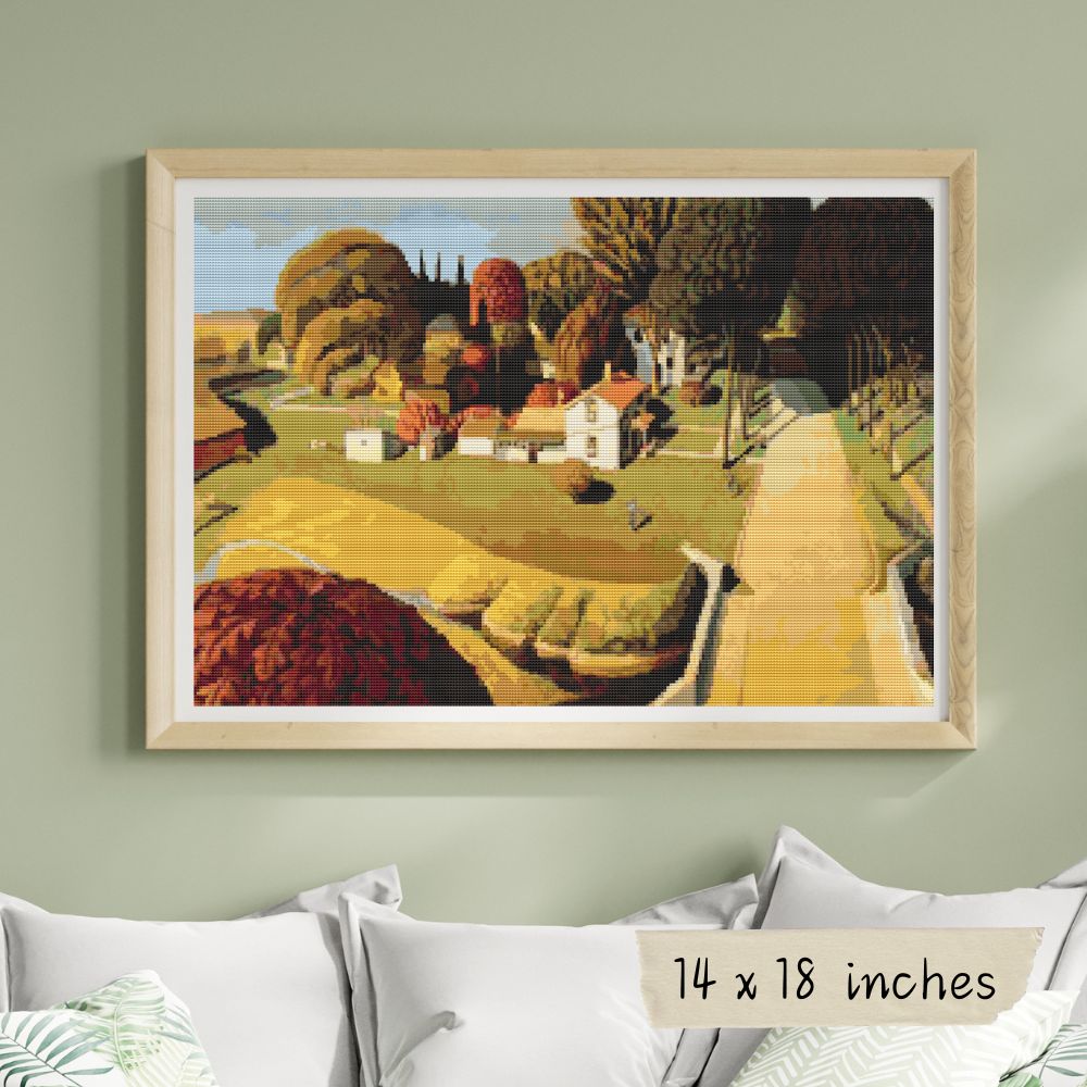 Birthplace of Herbert Hoover Cross Stitch Kit | Grant Wood