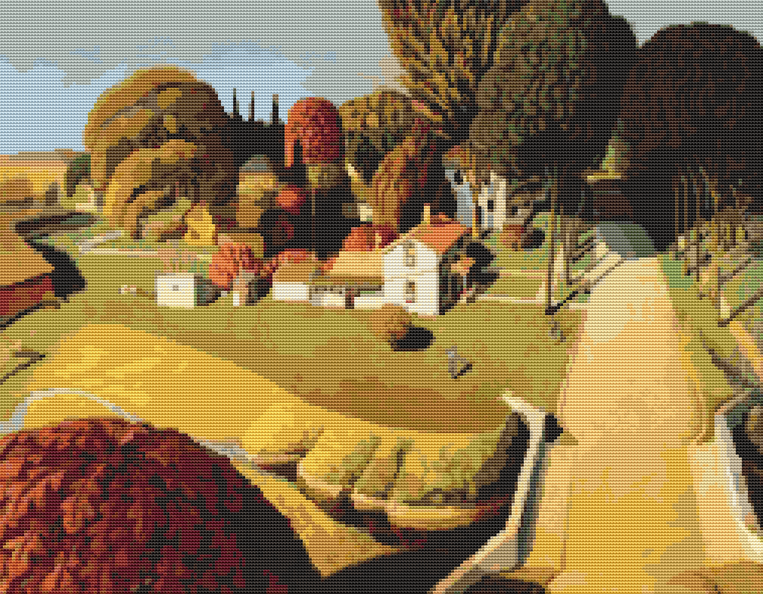 Birthplace of Herbert Hoover Cross Stitch Kit by Grant Wood