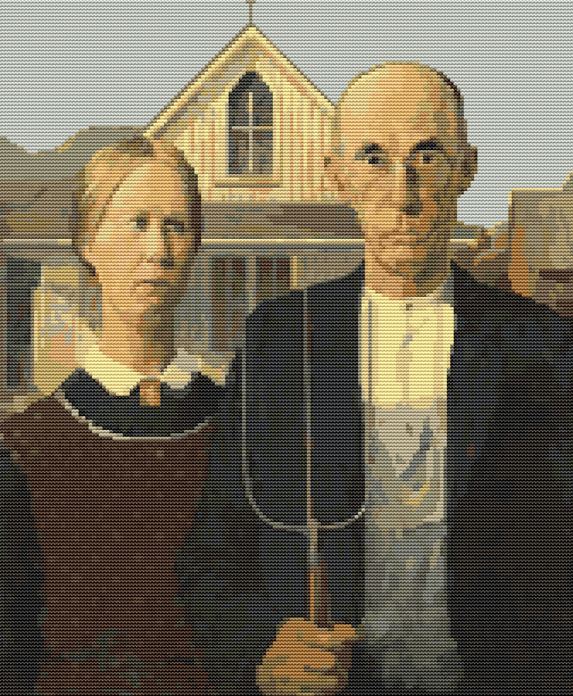 American Gothic Cross Stitch Kit by Grant Wood