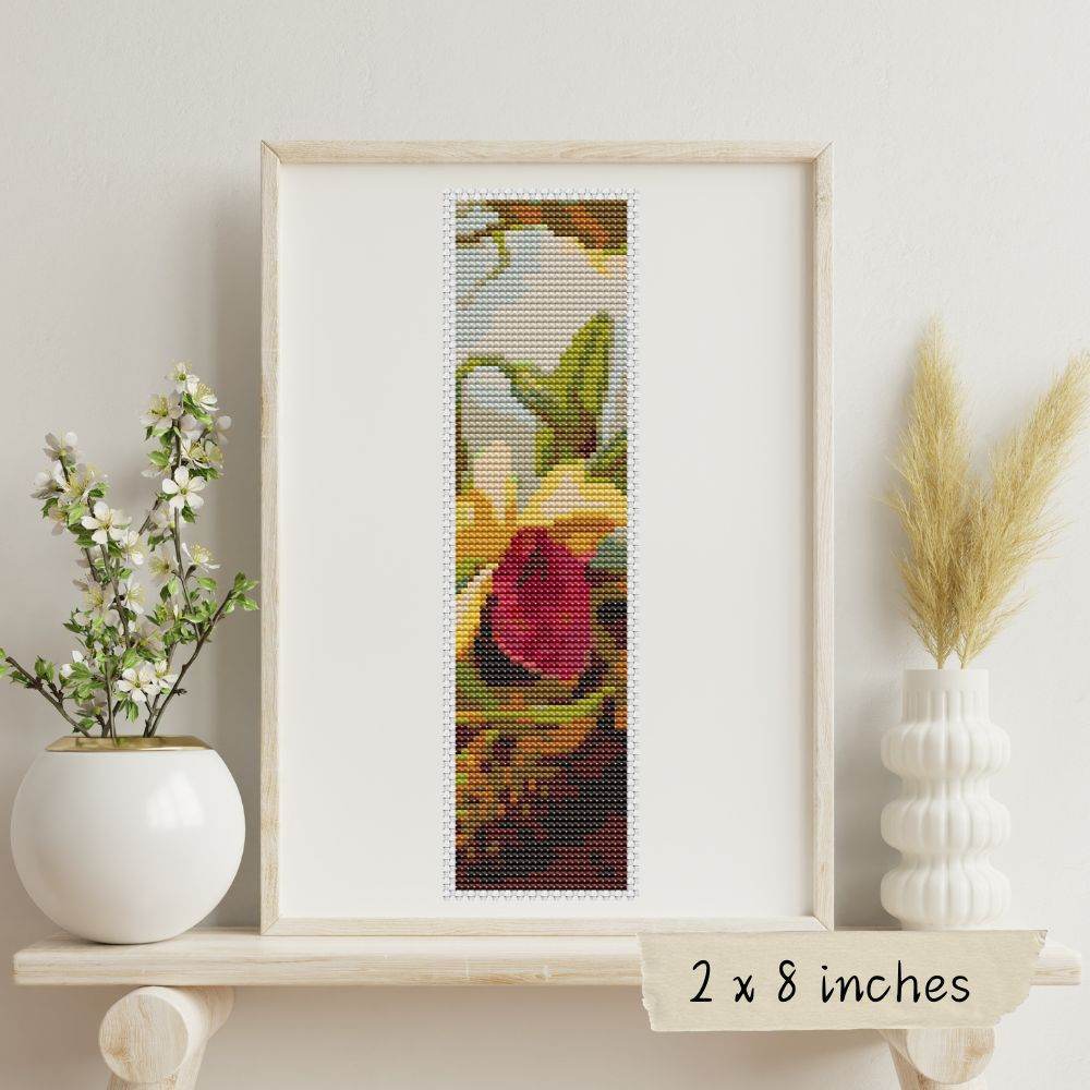Orchids and Hummingbird Bookmark Cross Stitch Kit - The Art of Cross Stitch