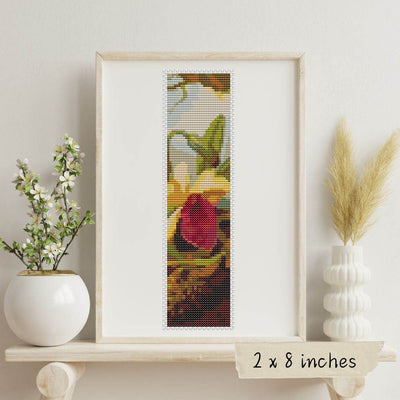 Orchids and Hummingbird Bookmark Cross Stitch Pattern