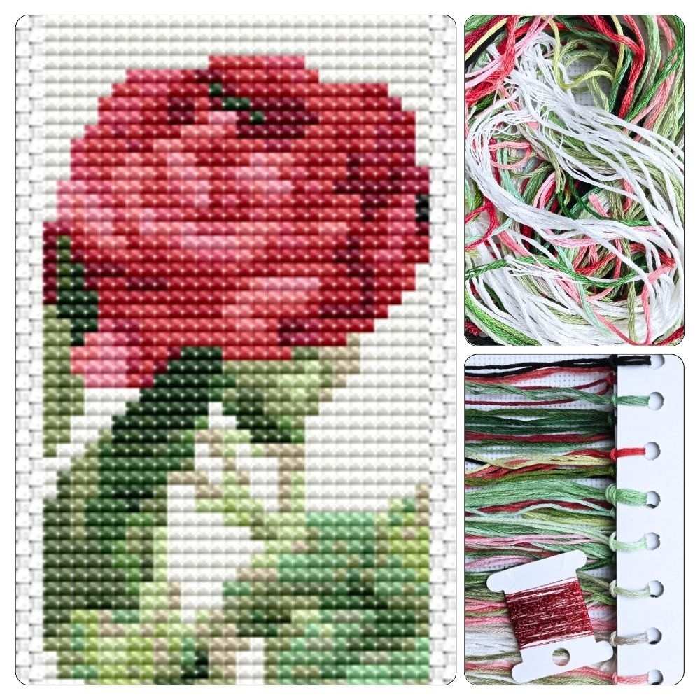 Rosa Gallica Pontiana Bookmark Cross Stitch Kit