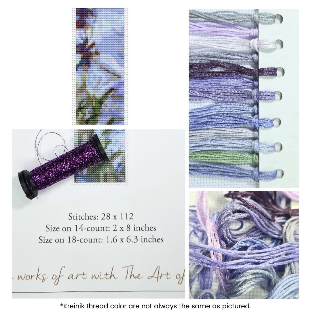 Irises Bookmark Cross Stitch Kit | Claude Monet