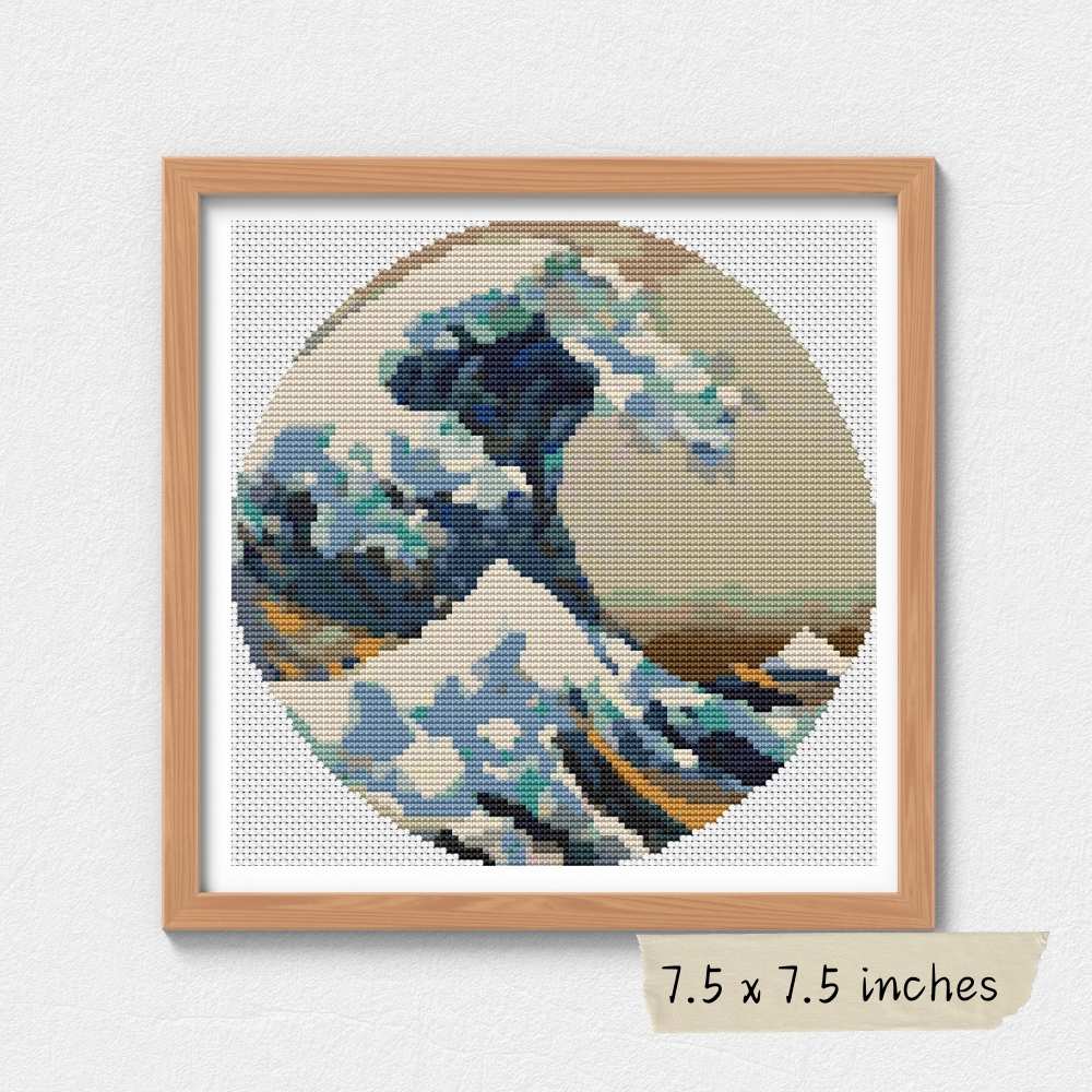 The Great Wave off Kanagawa Circular Cross Stitch Kit