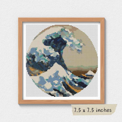 The Great Wave off Kanagawa Circular Cross Stitch Kit