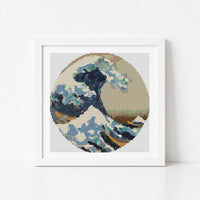The Great Wave off Kanagawa Circular Cross Stitch Kit - Circular Cross Stitch Kit - Katsushika Hokusai