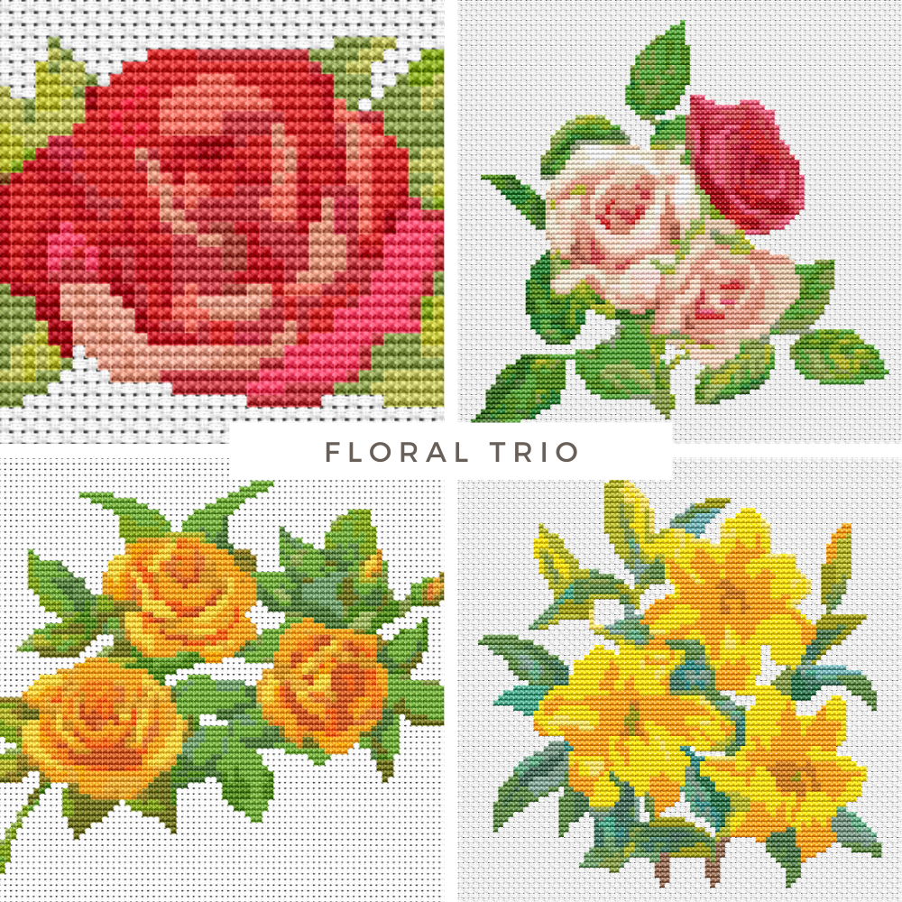 Floral Trio Cross Stitch Kit | The Art of Stitch